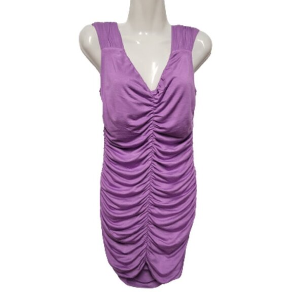 Purple Sleeveless Ruched Tight Fitting Body Con Dress Size L - Picture 1 of 8